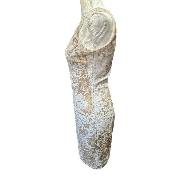 Dress the Population Sz XSmall Gold & White Sequin Mini Dress Party Stretch - Picture 3 of 13